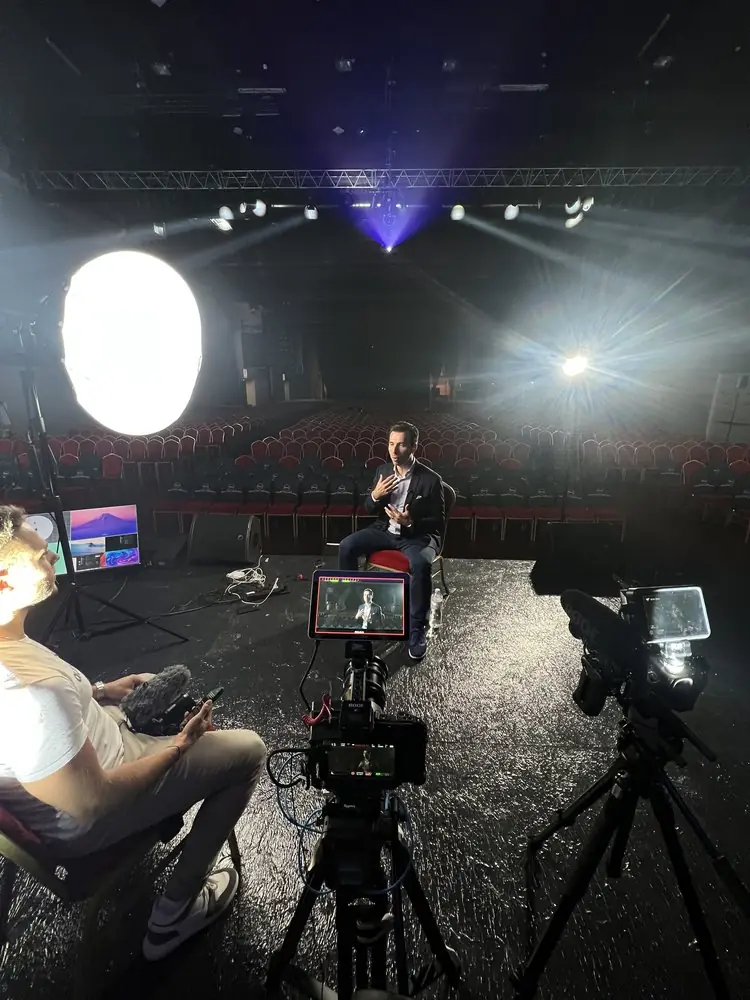 On set during a studio production