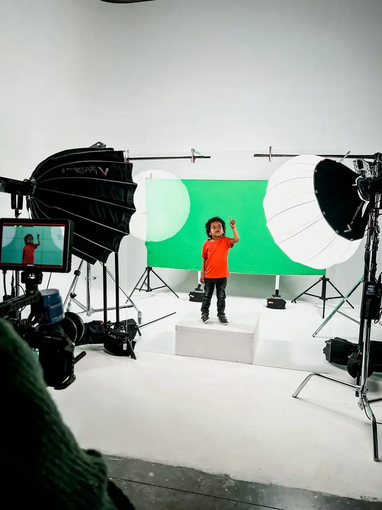 On set during a studio production